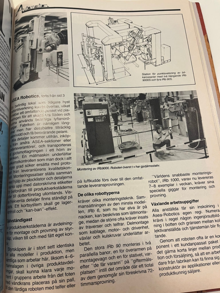 Tidningen automation har bevakat industrirobotarnas utveckling sedan start. Ett exempel på  artikel hämtat från Automation nr 11 1985.